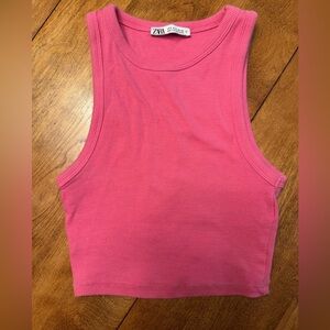 Zara Ribbed Crop Tank in Vibrant Pink